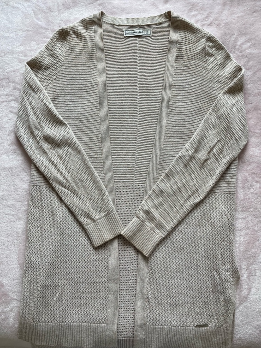 Open-Front Cream Cardigan Sweater